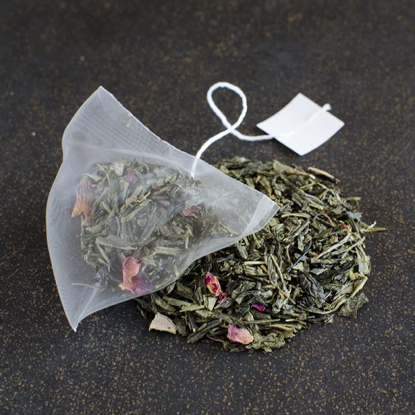 Organic Green Cherry Pyramid Tea Bag, organic green cherry tea, organic green tea, green tea, green cherry tea, cherry tea, pyramid tea bag, zentea organic tea, zentea green cherry tea