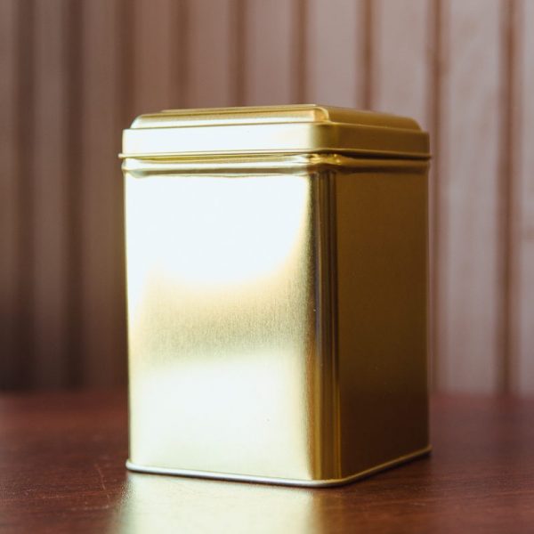 gold tin, gold tin packaging, ZenTea gold tin, ZenTea Tin, Tea Tin
