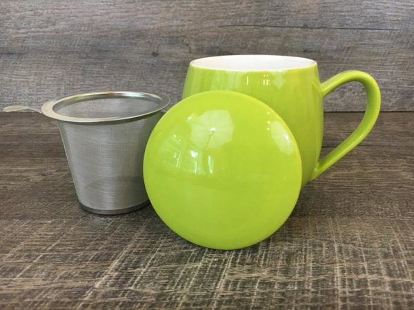green tea mug 12oz with strainer