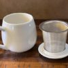 tea mug white 12oz strainer lid