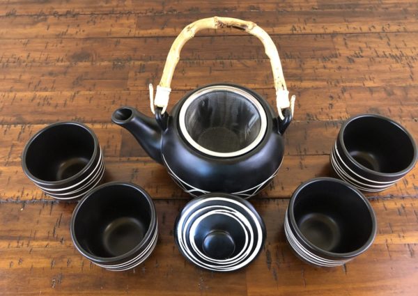 tea set dark brown ceramic 24oz 4cups