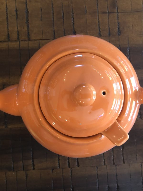 tea pot, orange, ceramic 20oz